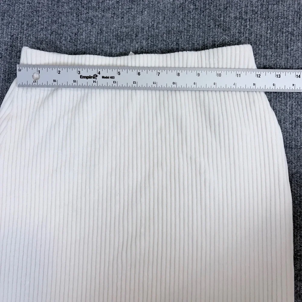 Minimalist‎ Free People Cream Ribbed Midi Skirt Side Slit XS